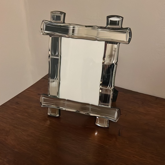 Set of Two Mirrored 4x6 Frame with Bamboo Etchings from Gumps - Picture 4 of 7